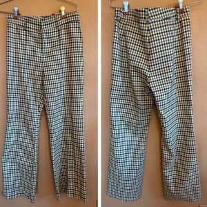 Italian check pants high-rise